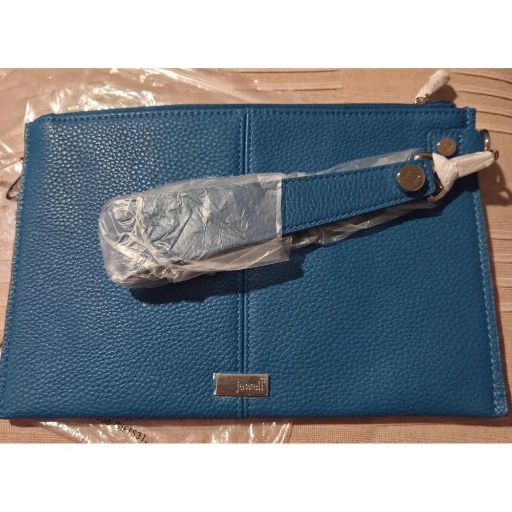 Thirty-One Retired Via Noon Pochette Midi Teal Affair Pebble Wristlet Clutch NIP